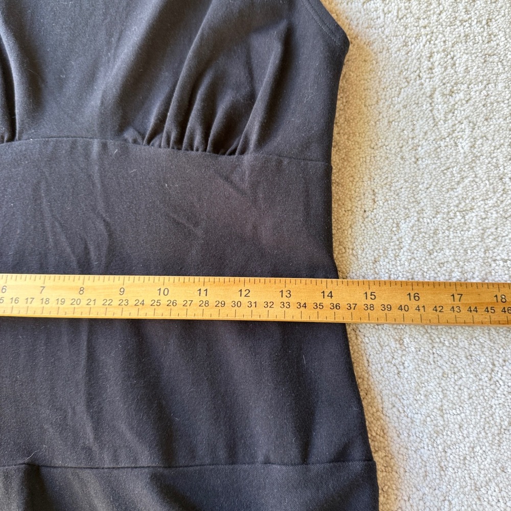 Reformation Mayve Knit Dress Womens Medium Black Organic Cotton Ruched Mini LBD - Picture 8 of 12
